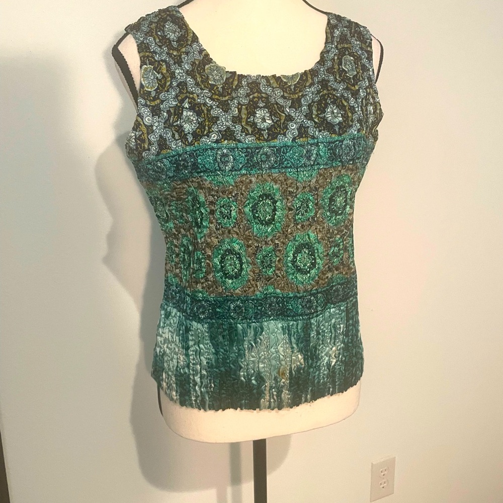 Tania Nardi Textured Black Turquoises Multi Colored Jacket & Sleeveless Top - Picture 2 of 10